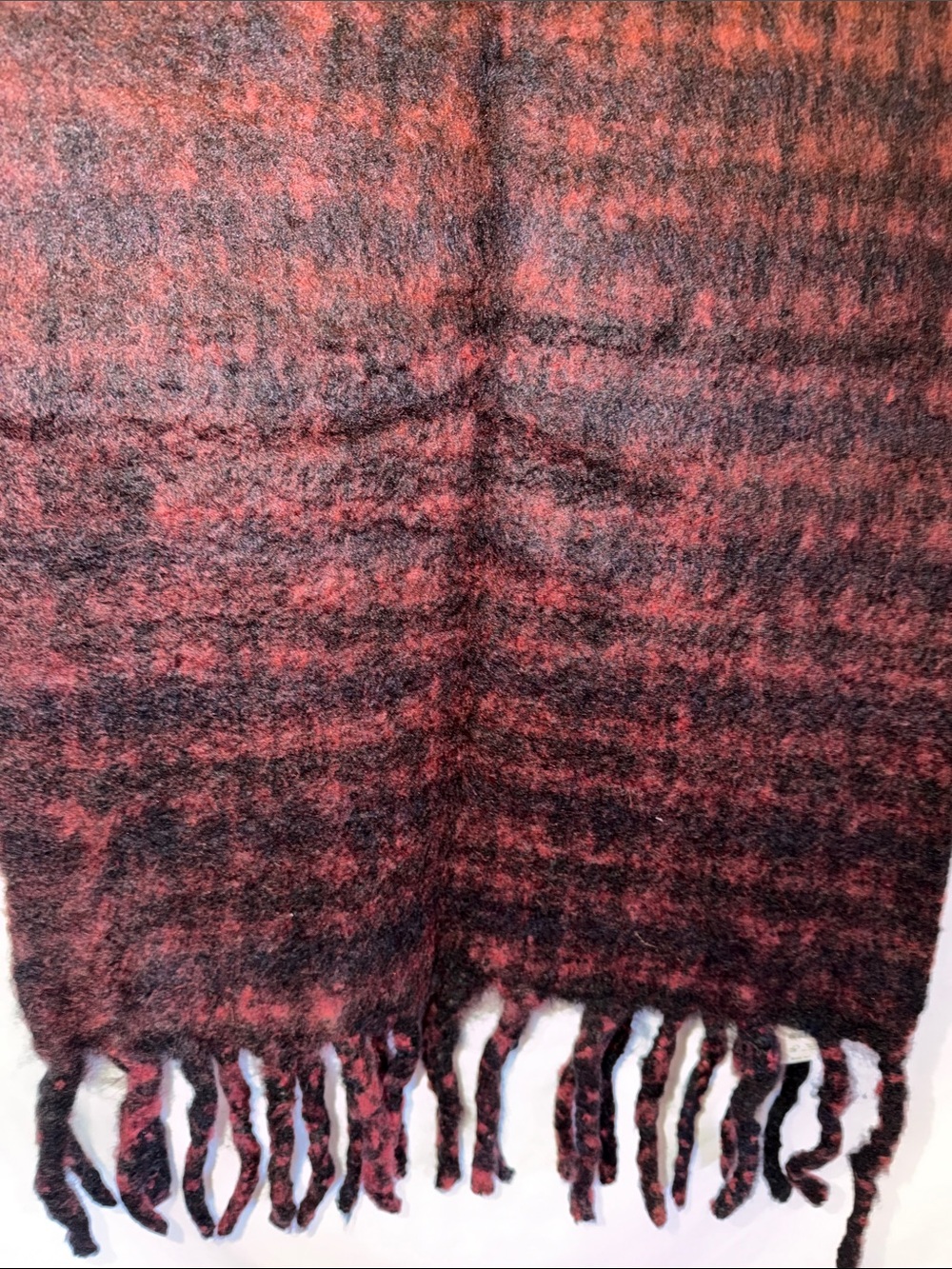Maroon & Black Fringe Scarf, 15X80, Soft, (T4-325)